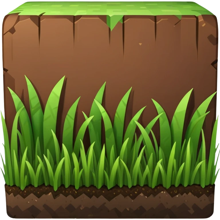 Minecraft grass block, square shape, brown and green, smooth emoji