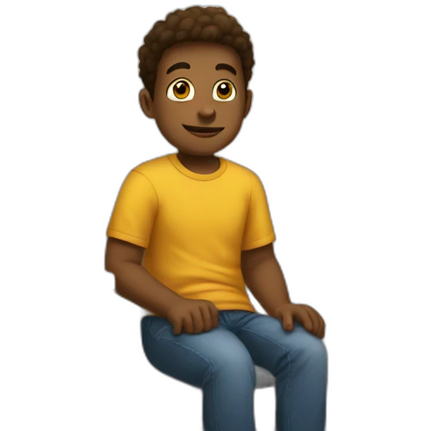 small guy sitting in the corner in his kid room emoji