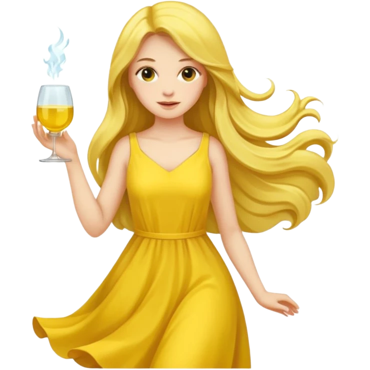 yellow glass and yellow dressed woman long hair emoji