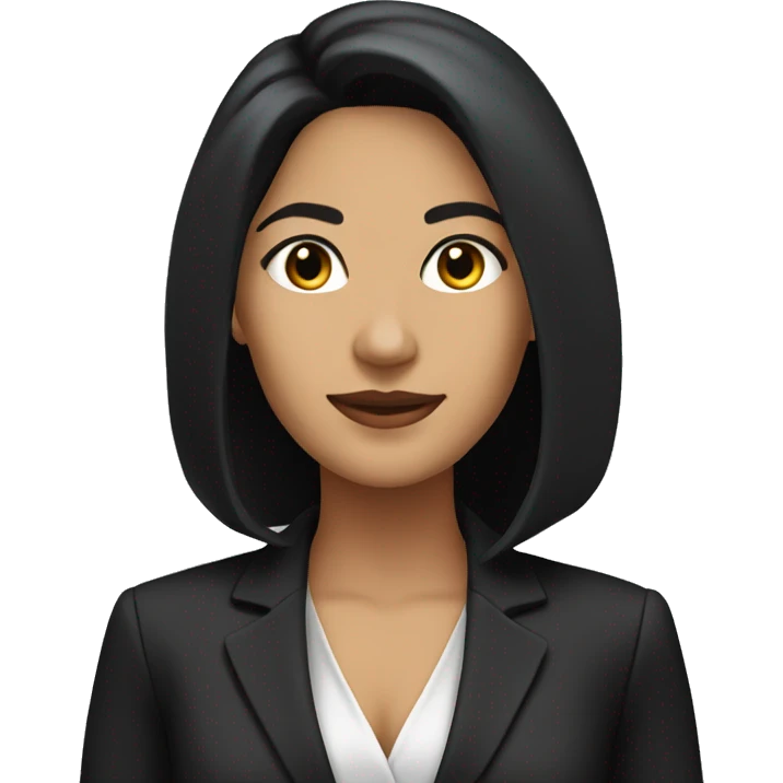 executive latina woman, long black hair, brown eyes, black suit emoji