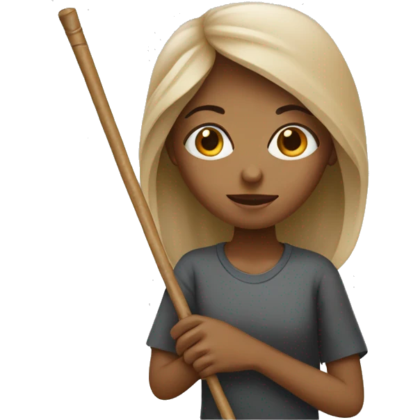 blind girl hold stick emoji