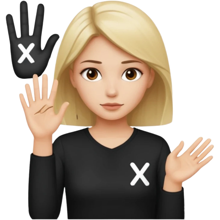 a woman who draws an X with her hand emoji