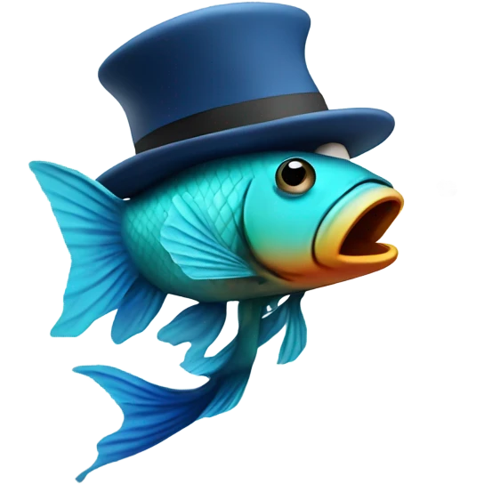 Beta fish smoking a joint with a hat on emoji