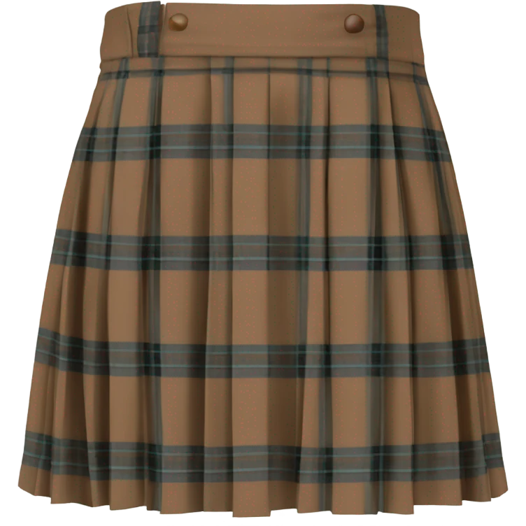 Brown tartan pleated mini skirt, isolated emoji