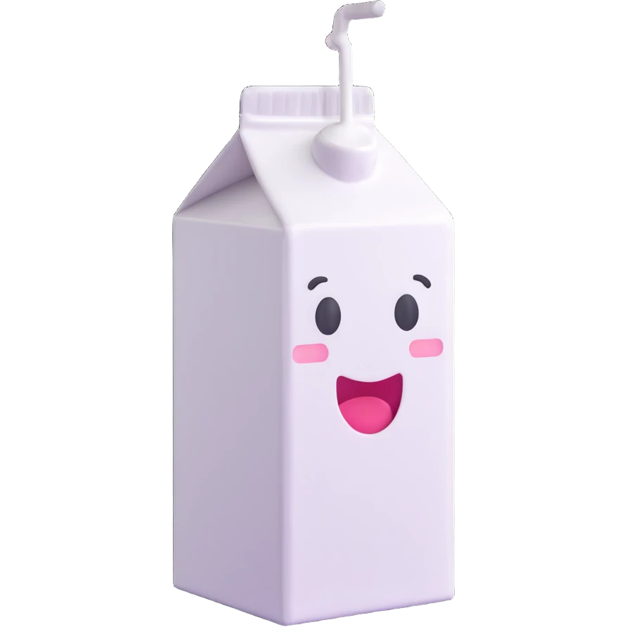 a milk carton, 3D emoji style emoji