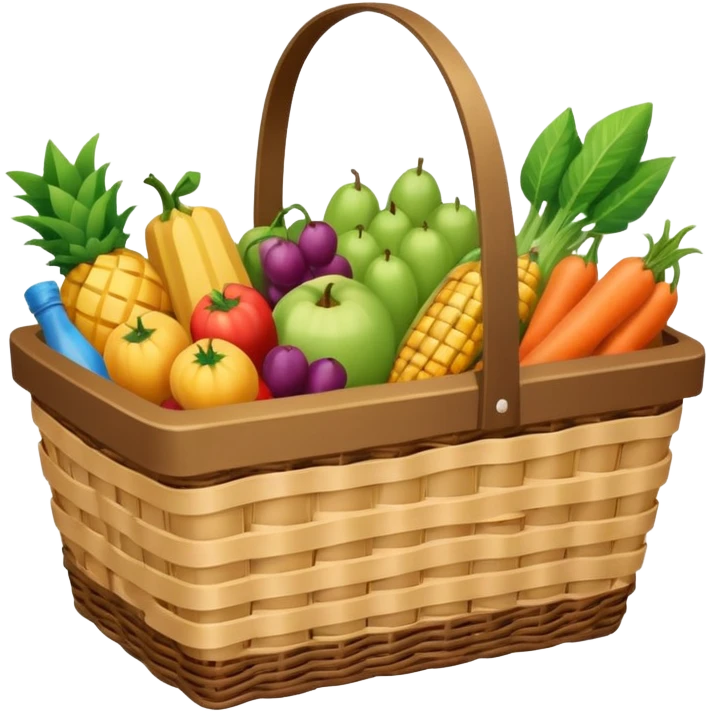 aesthetic wicker grocery basket with groceries inside emoji