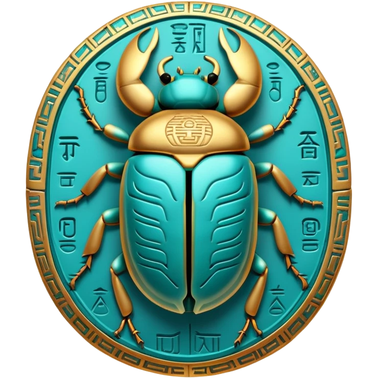 ancient Egyptian scarab beetle amulet with hieroglyphics emoji
