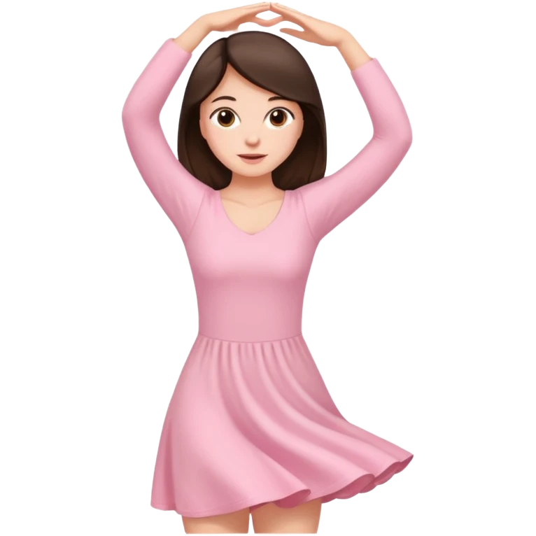 brunette girl in light pink stretching emoji