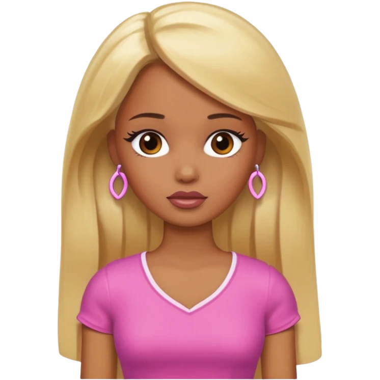 Sad brown skin blonde barbie  emoji