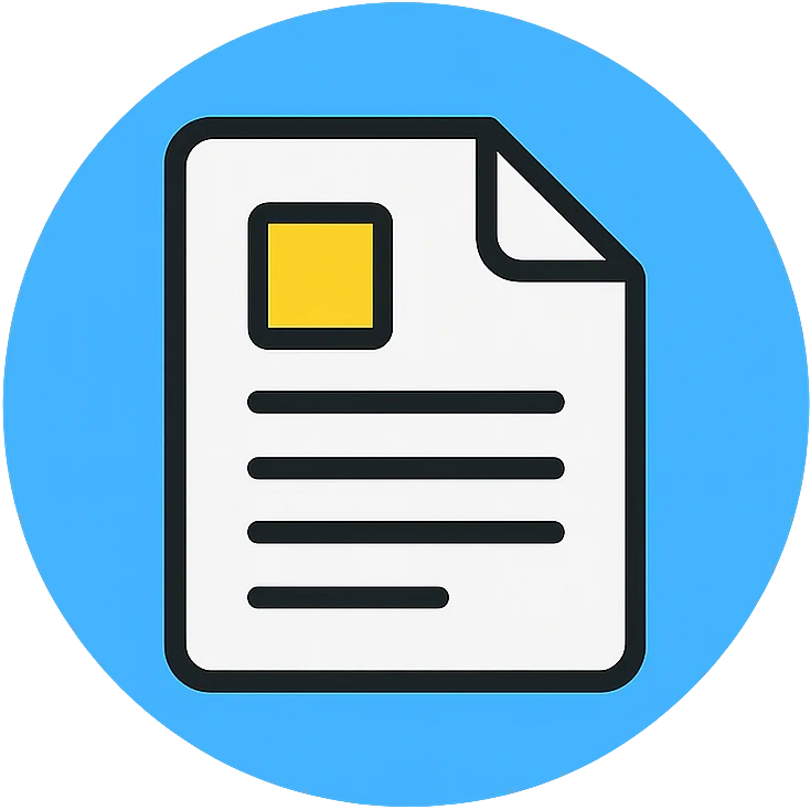 minimalistic professional document emoji with a blue circle, aesthetic design, clean and modern look, sleek and professional style emoji