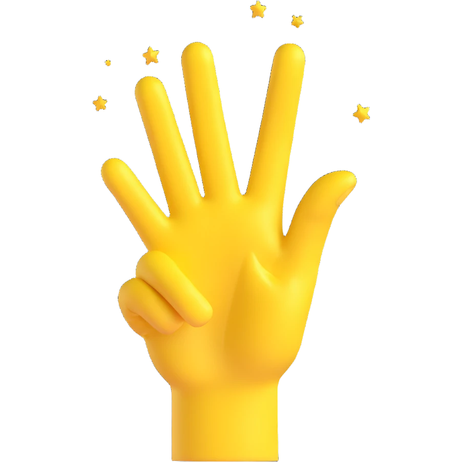 yellow hand making the 'OK' gesture, 3D emoji style, with sparkles emoji