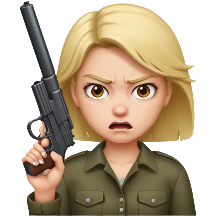 angry girl holding gun emoji