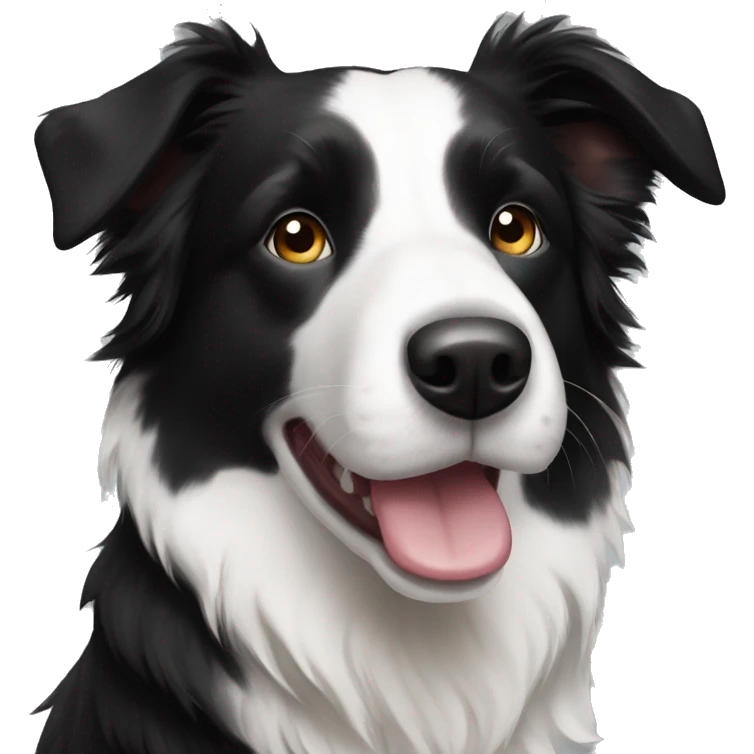 Short hair black and white border collie  emoji