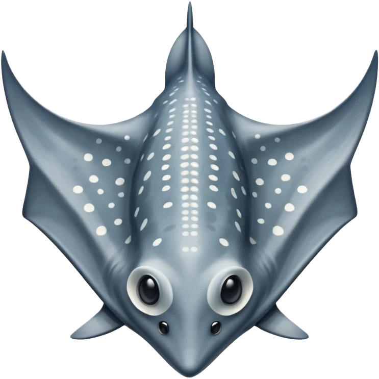 Spotted eagle sting ray with wide wingspan and long spike sting tail viewed from above emoji