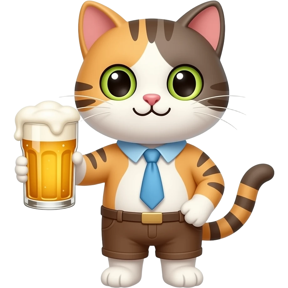 Cute cat holding a beer emoji