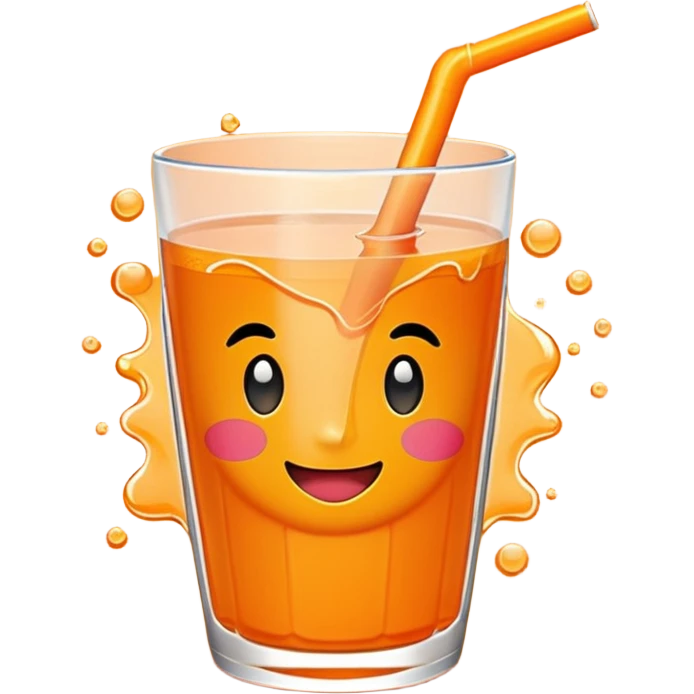 Super sweet mandarin emoji, fizzy juice splash, simple flat design, bold lines, bright orange, transparent background. emoji