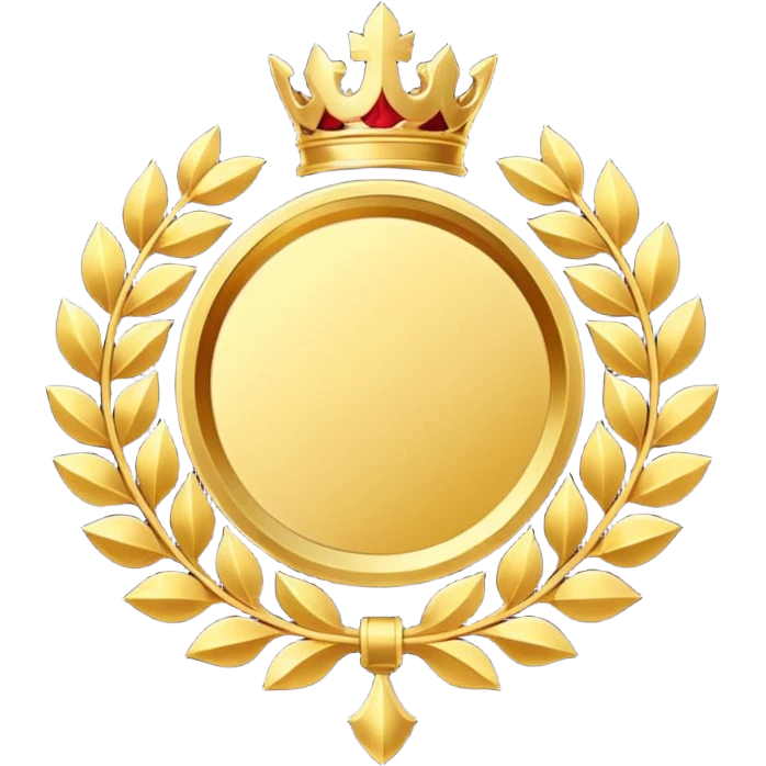 An elegant golden medal emblem with a sophisticated crest design, intricate details and a luxurious finish emoji