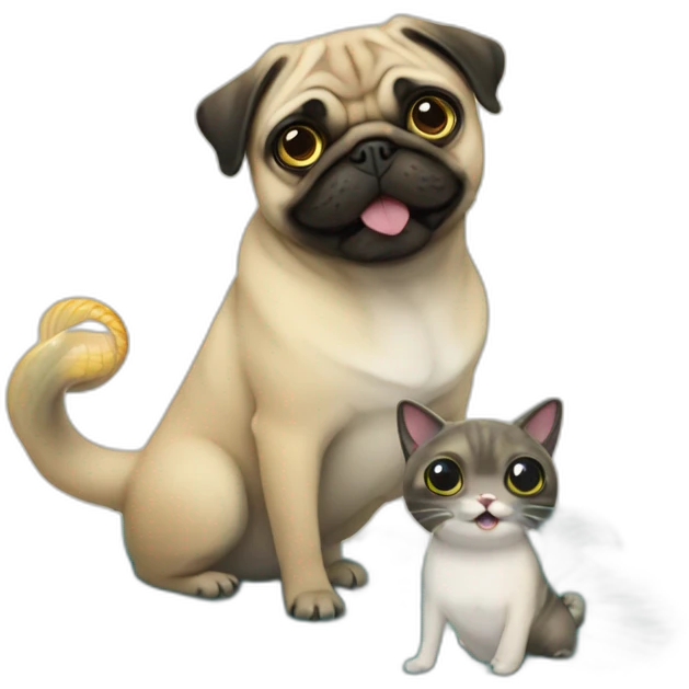 Pug and mermaid cat emoji