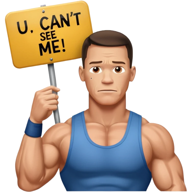 Jhon cena with sign u can see me emoji