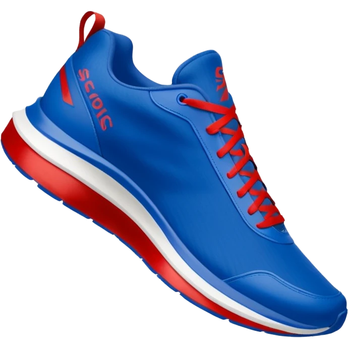  blue upper inspired by Sonic’s fur, with red accents that reference his classic shoes. . The silhouette is sporty and lightweight, suggesting speed, often with streamlined panels and a low-to-mid cut.Should have speed wind behind emoji