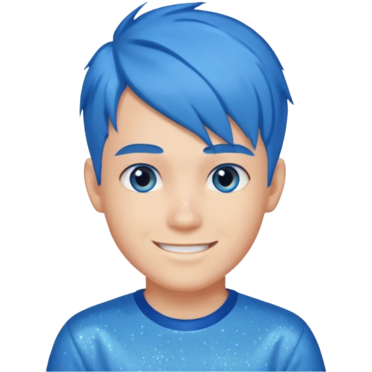 glitter blue gamer boy happy blue hair emoji