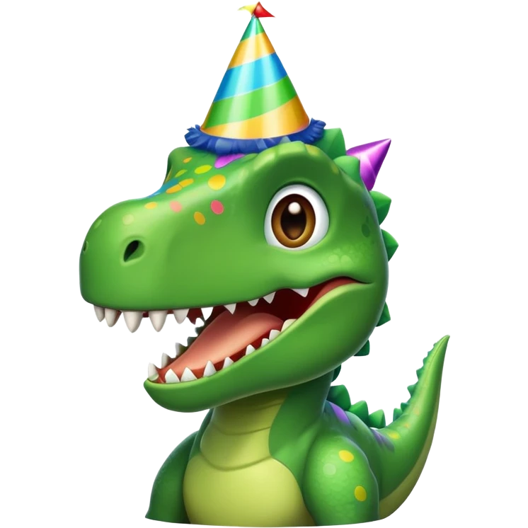dinosaurio with a party hat emoji