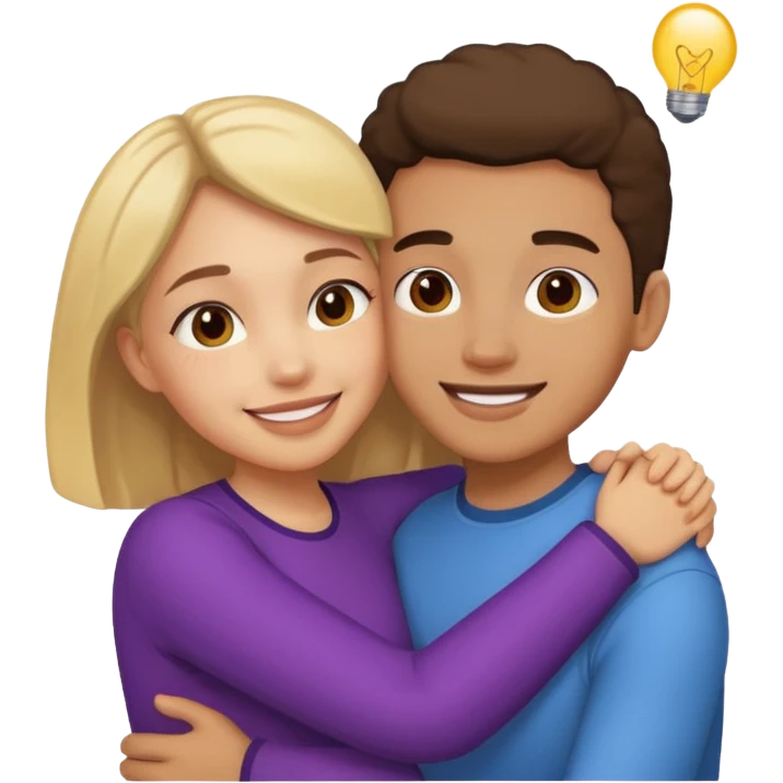 Girl and her partner hugging emoji