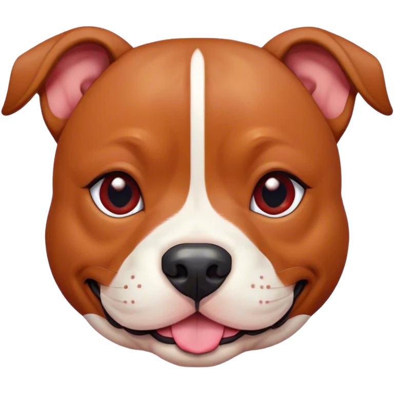 Cinematic Cute Red/Fawn Staffordshire Bull Terrier Portrait Emoji, Head tilted playfully and inquisitively, featuring a glossy red/fawn Fur with a vibrant sheen and delicate white accents, round, sparkling dark eyes filled with curiosity, Simplified yet irresistibly adorable features, highly detailed, glowing with a warm, friendly glow, high shine, affectionate and spirited, stylized with a touch of whimsy, bright and endearing, soft glowing outline, capturing the essence of a mischievous yet loving pup, so playful it feels like it could bound out of the screen and into your arms! emoji