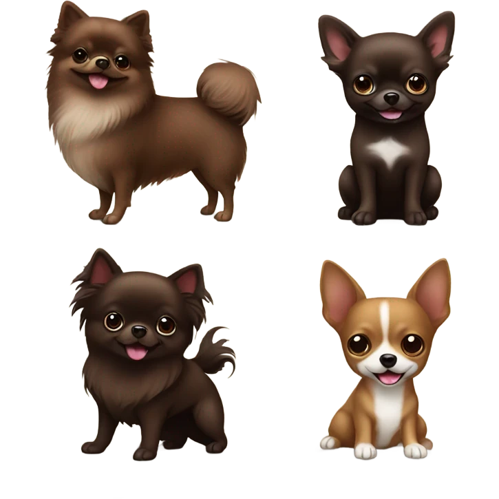 Chocolate Pomeranian and dark brown chihuahua  emoji