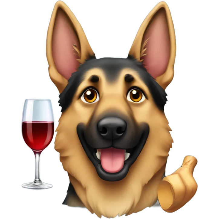 German Shepard drinking wine  emoji