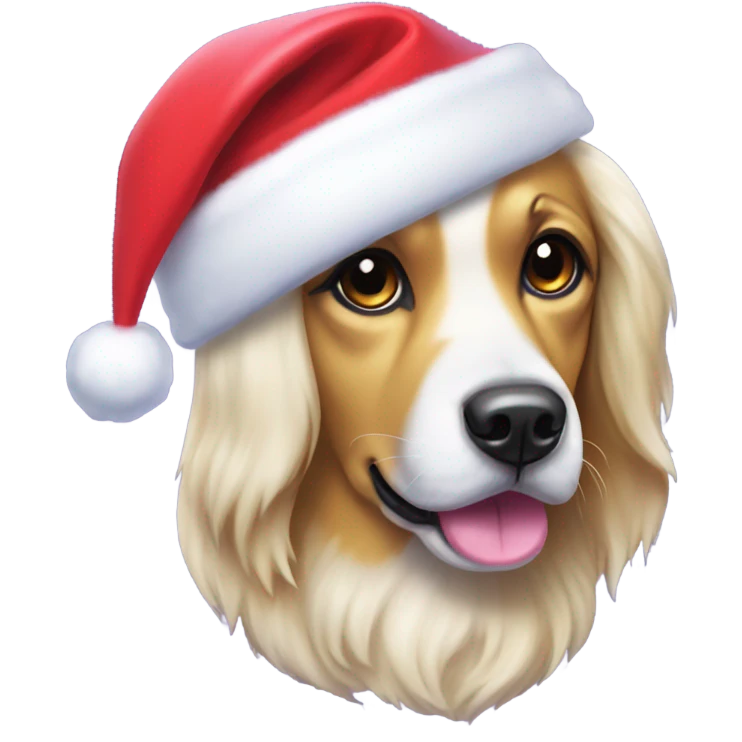 Lisa frank Christmas dog with Santa hat emoji