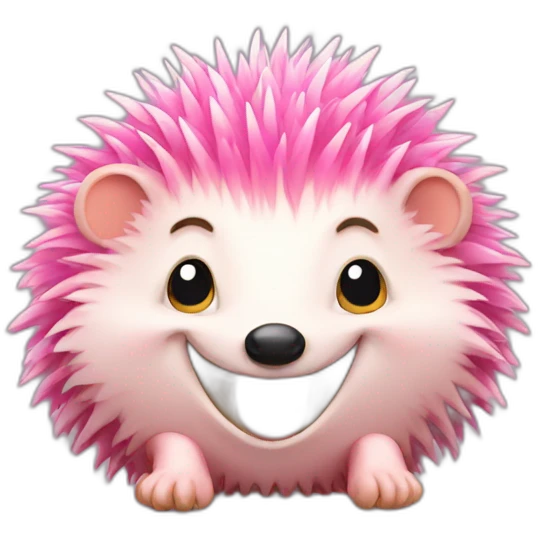 happy pink hedgehog emoji