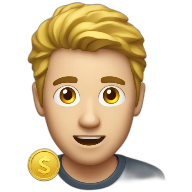 men amazed with coin emoji