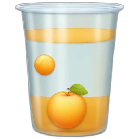 abricot dans un gobelet en plastique et du jus d'abricot avec du blé en bas du gobelet emoji