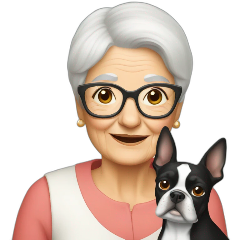 Nonna with boston terrier emoji