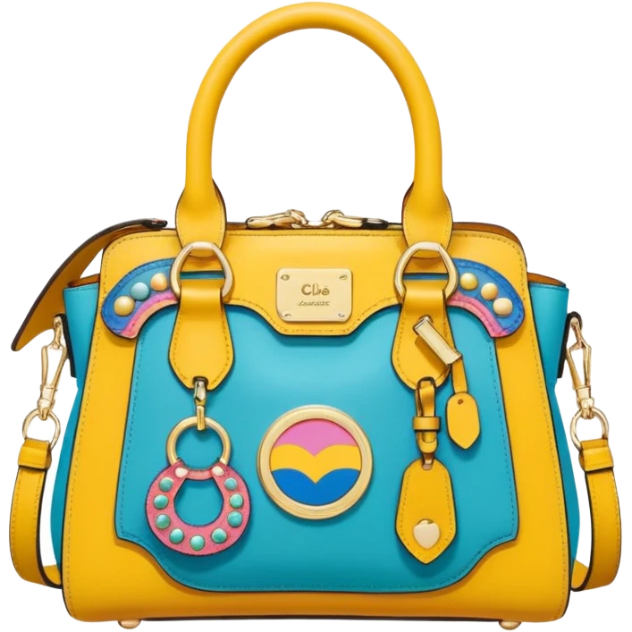 Ultra realistic Chloè bag, in pop art girl style with highly detailed embellishments, 8k hd quailty  emoji