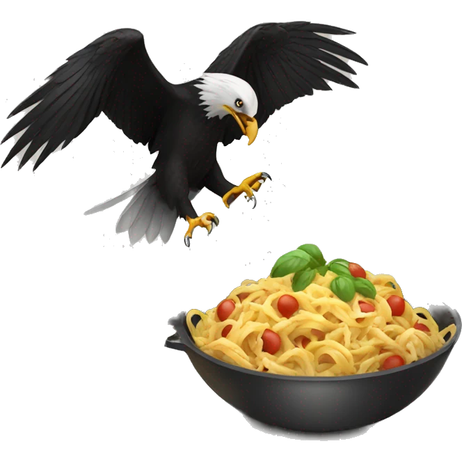 Eagle and a crow eating pasta emoji