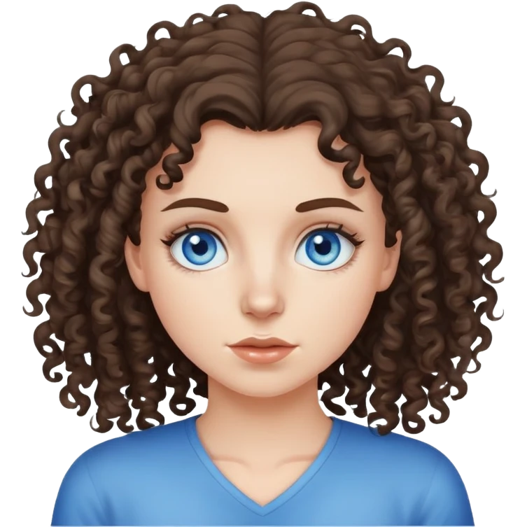 Dirty and smelly curly haired brunette white girl with blue eyes emoji