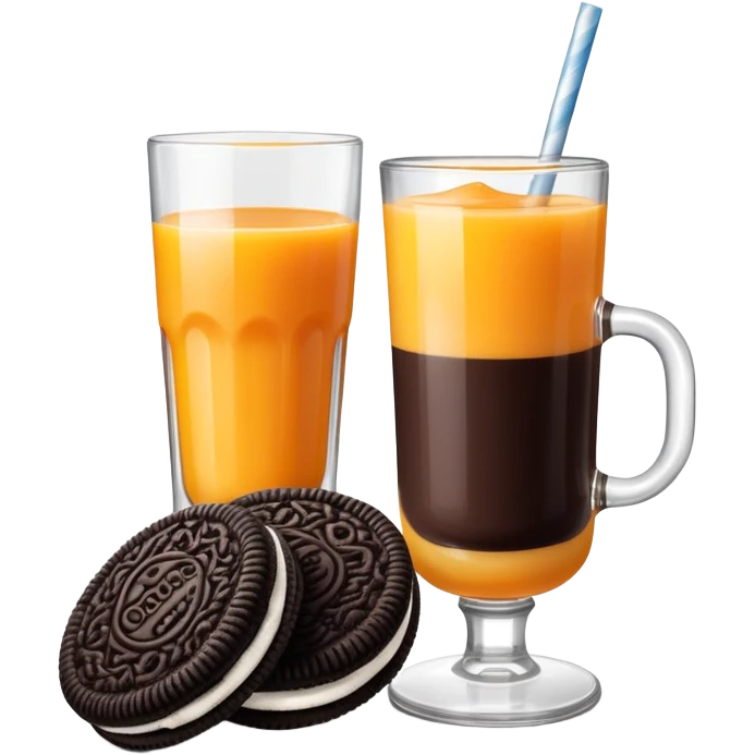 double stuffed Oreos with a glass of orange juice emoji