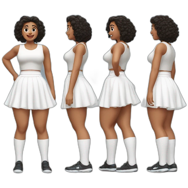 full-body-caucasian-curvy-beauty-jumping-short-black-skirt-back-and-front-views-strong-wind-white-knickers-long-white-socks emoji