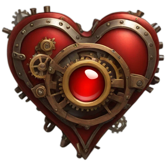 Red steampunk metal heart emoji