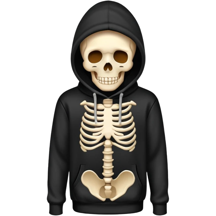 Skeleton wearing a black hoodie and a fire background  emoji
