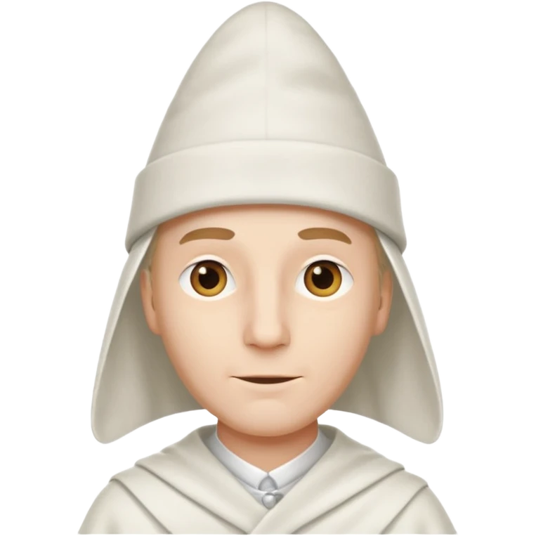 white man wearing a white cloth with a white pointy hat emoji