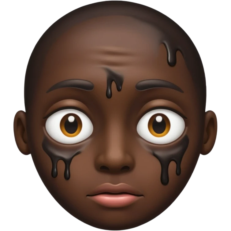an black melting face with no eyebrows and mouth and just an single eye emoji