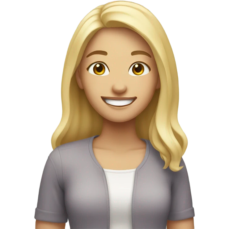 blonde girl with a smile emoji