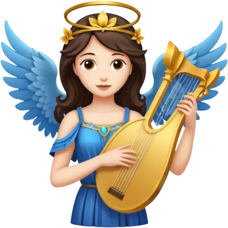 Muse of inspiration with wings and a lyre in her hand emoji