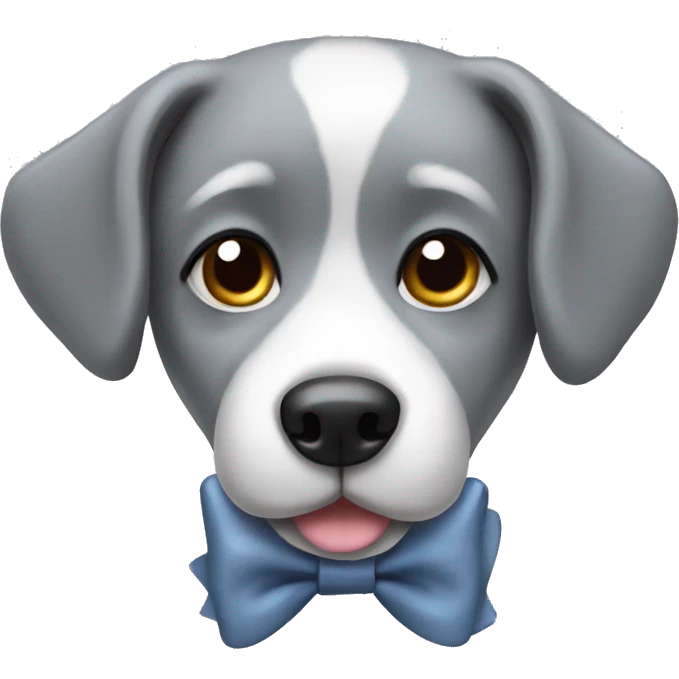 Grey dog with a bow emoji