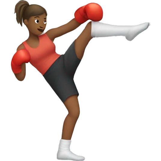 Woman kickboxing with a cast on her lag emoji