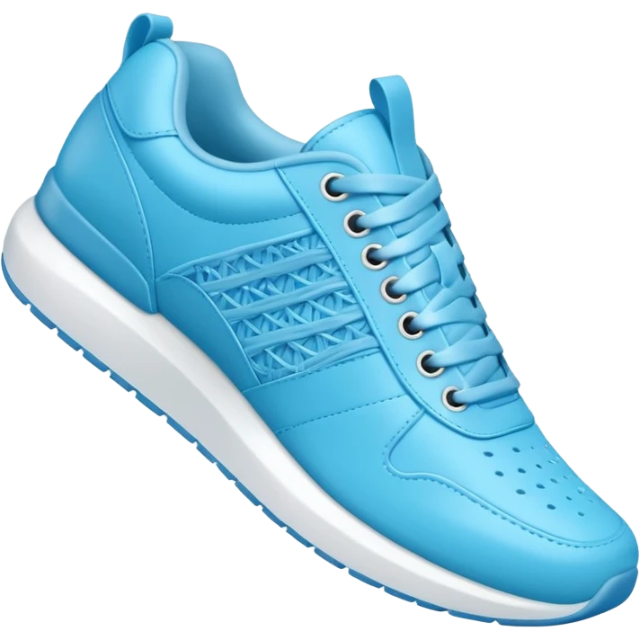 A 3D cartoon Sky Blue sneaker with soft texture, lace-up detail, and smooth reflections, isolated on plain background, Memoji-style. emoji