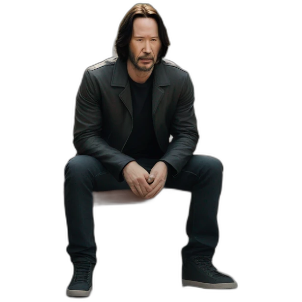 Keanu Reeves sitting on the corner of a sad bench emoji